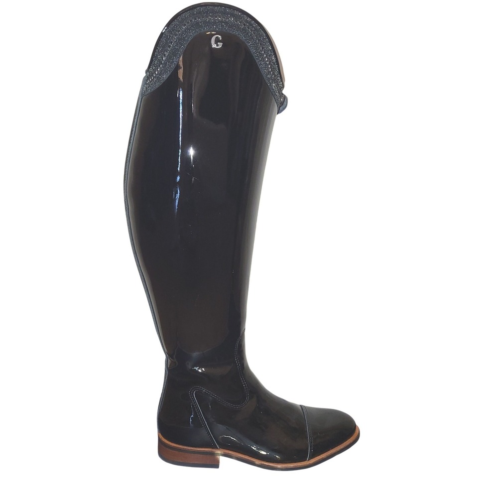 NWB Gallors Black Patent Leather Zipper Tall Dressage Boots Wide Calf - 38 / 7.5